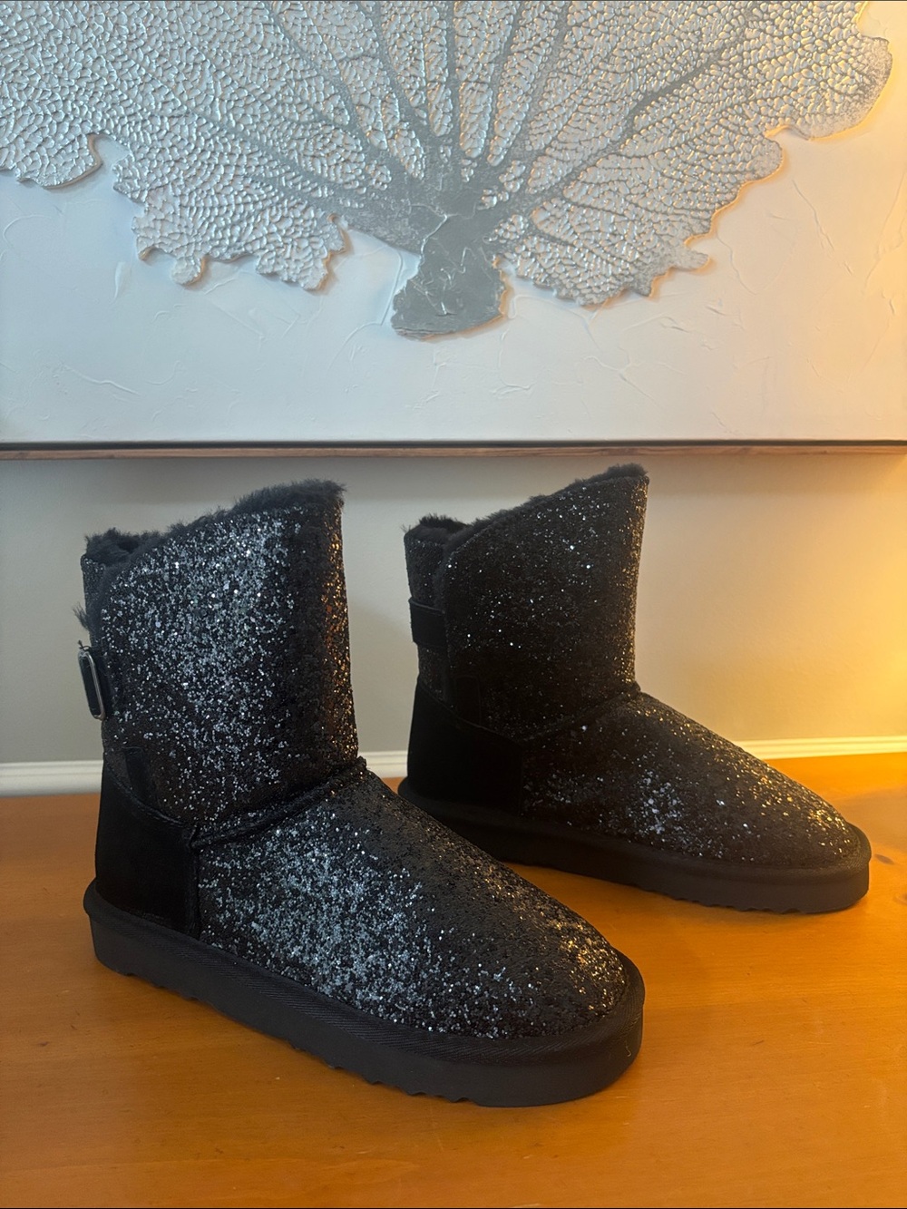 Black Sparkle Faux-Fur Boots by Style & Co